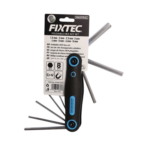 Trusa compacta cu 8 chei imbus pliabile FIXTEC 1.5‑8 mm CR‑V - Img 3