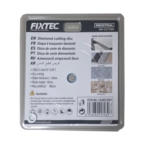 Disc diamantat FIXTEC 230x22.2mm pentru taiere uscata, segment 10mm, clasa 5 - Img 2