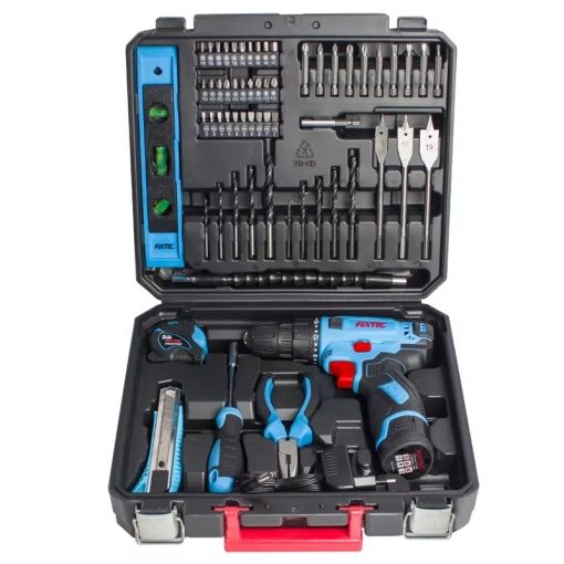 Kit masina de gaurit FIXTEC 12V fara cablu, 60 componente, baterie Li-ion 1500mAh - Img 5