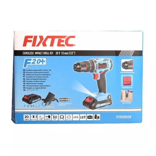 Masina de gaurit cu percutie FIXTEC 20V, cuplu ridicat, LED, blocare ax - Img 5