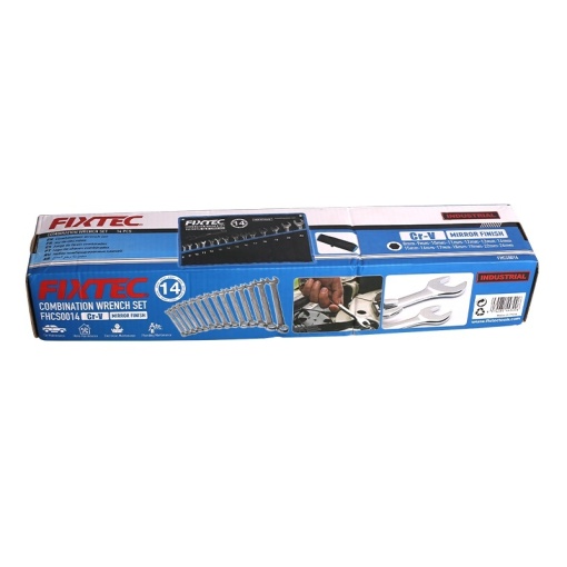 Set de chei combinate FIXTEC 14 bucati, CR-V, cu suport textil - Img 6