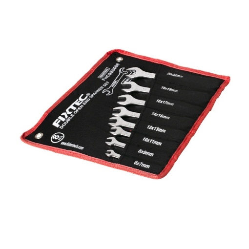 Set de chei fixe duble 8 buc FIXTEC, otel CR-V, cu suport textil - Img 2
