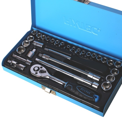 Trusa tubulara FIXTEC 31 de piese 1/4", CR-V, in cutie metalica - Img 2
