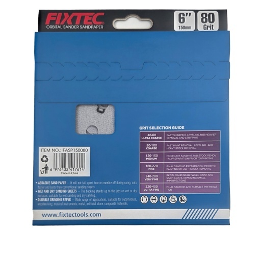 Disc slefuitor FIXTEC 150 mm cu granulatie P80 pentru prelucrare grosiera - Img 2