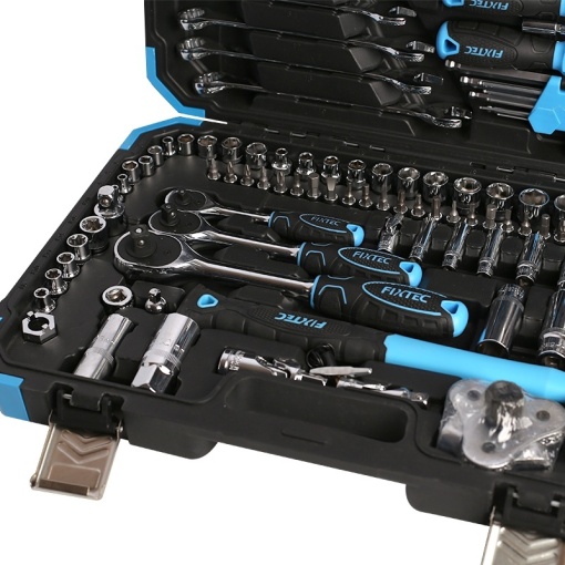 Set de chei tubulare FIXTEC 1/2", 3/8", 1/4" - 134 de piese cu cutie - Img 5