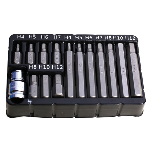 Trusa biti hex 15 piese FIXTEC, 1/2", S2, in cutie metalica - Img 4
