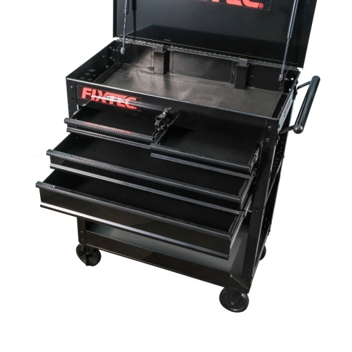 Dulap mobil pentru scule FIXTEC, otel complet, 4 sertare, sustine pana la 265kg - Img 5