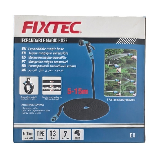 Furtun de gradina extensibil FIXTEC 5m, TPE, cu pulverizator 8 functii - Img 4