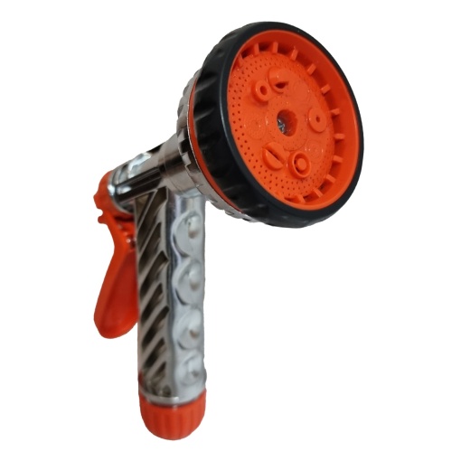 Pistol de udat multifunctional cromat, 6 tipuri de jet, cu adaptor pentru furtun - Img 2
