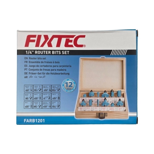 Set burghie pentru lemn FIXTEC, 12 bucati, tija 1/4" - Img 6