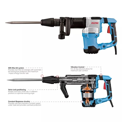 Ciocan demolator FIXTEC 1500W, 25J, prindere SDS-Max - Img 2