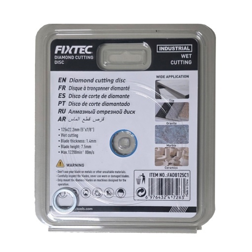 Disc diamantat FIXTEC 125 mm x 7.5 mm pentru taiere cu apa - Img 2