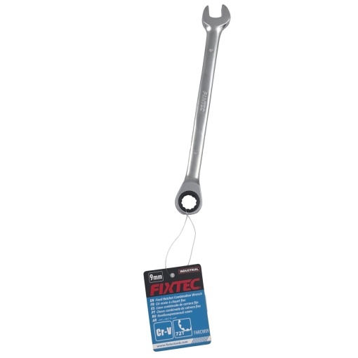 Cheie combinata cu clichet flexibil FIXTEC 9 mm cu mecanism 72 dinti - Img 2