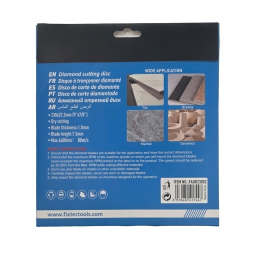 Disc diamantat FIXTEC 230 x 22.2 mm pentru taiere fara apa - Img 2