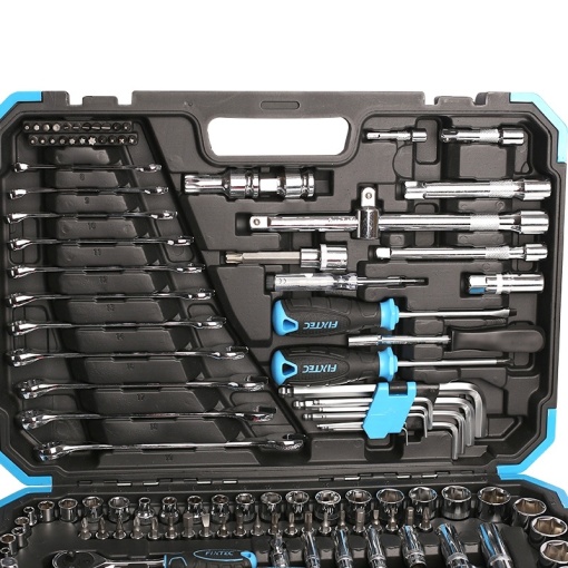 Set de chei tubulare FIXTEC 1/2", 3/8", 1/4" - 134 de piese cu cutie - Img 3
