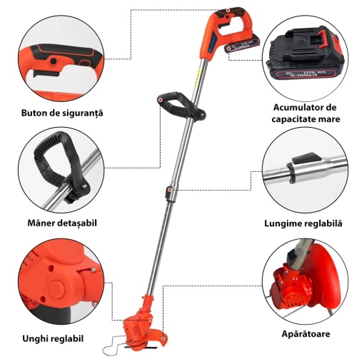 Trimmer fara fir Heimdall 21V cu set complet de accesorii HM8633 - Img 2