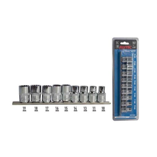 Trusa tubulare FIXTEC 9 buc, 1/2", CR-V, 10-19mm - Img 5