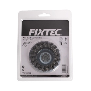 Perie Rotativa din Sarma FIXTEC 75 mm cu filet M10X1.5 - Img 3