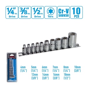 Set FIXTEC 10 bucati capete E-Torx din otel CR-V