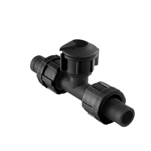 Conector T cu valva pentru furtun Layflat – Dispozitiv de ramificare pentru irigatii