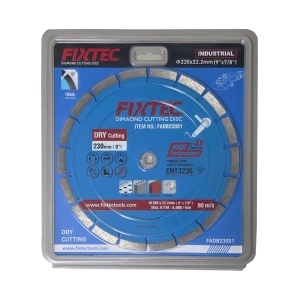 Disc diamantat FIXTEC 230x22.2mm pentru taiere uscata, segment 10mm, clasa 5