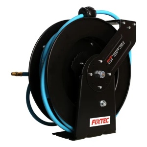 Furtun retractabil pneumatic FIXTEC 3/8" - 15 metri, racord BSP