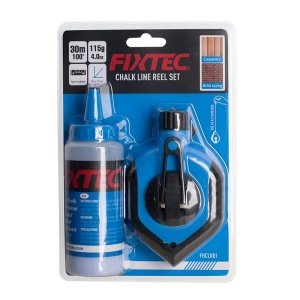 Kit FIXTEC cu fir trasor 30 m – rola albastra si nivel cu bula