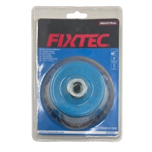 Perie Cupa Metalica FIXTEC 100 mm Cu Fir de Otel 0.50 mm Prindere M10