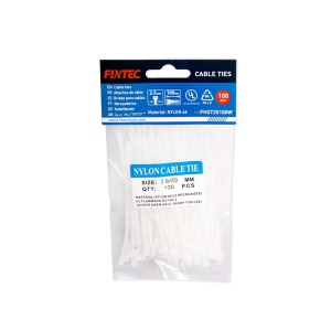 Set 100 Coliere din Nylon Alb FIXTEC 3.6×200 mm - Img 2