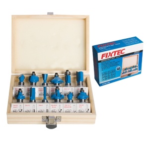 Set burghie pentru lemn FIXTEC, 12 bucati, tija 1/4"
