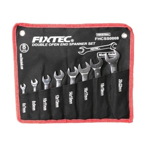 Set de chei fixe duble 8 buc FIXTEC, otel CR-V, cu suport textil