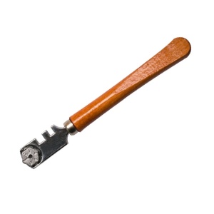 Taietor sticla cu diamant FIXTEC, 6 lame metalice, maner lemn, 130 mm