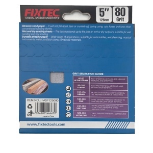 Disc de slefuit FIXTEC 125 mm cu granulatie P80 pentru slefuitor orbital - Img 2
