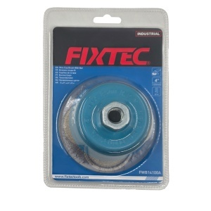 Perie Tip Cupa FIXTEC 100 mm, Fir Otel Rasucit 0.50 mm, Prindere M14x2