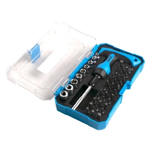 Trusa 47 piese cu surubelnita clichet si maner T FIXTEC CR‑V - Img 3