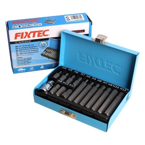 Trusa biti hex 15 piese FIXTEC, 1/2", S2, in cutie metalica - Img 3