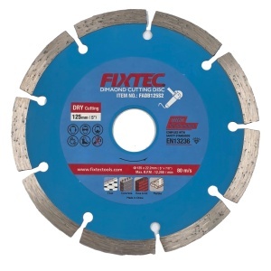 Disc diamantat FIXTEC 125 mm cu grosime de 7.5 mm pentru taiere uscata