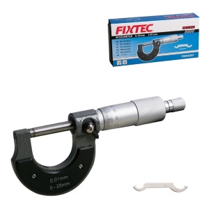 Micrometru FIXTEC 0-25mm, precizie 0.01mm, fabricat din otel carbon