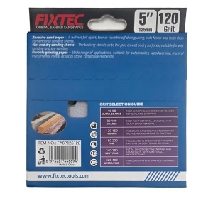Pachet 5 discuri abrazive FIXTEC 125 mm P120 - Img 3