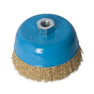 Perie cupa FIXTEC 75 mm cu sarma rasucita si filet M10/M14 - Img 1