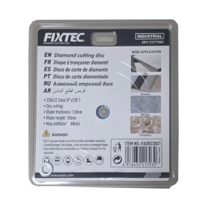 Disc diamantat FIXTEC 230x22.2mm pentru taiere uscata, segment 10mm, clasa 5 - Img 2