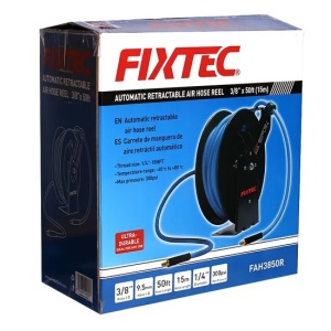 Furtun retractabil pneumatic FIXTEC 3/8" - 15 metri, racord BSP - Img 2