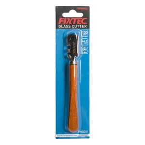 Taietor sticla cu diamant FIXTEC, 6 lame metalice, maner lemn, 130 mm - Img 2