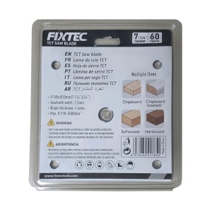 Disc Circular 185 mm cu 60 Dinti FIXTEC pentru Lemn FCSB118560 - Img 2