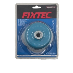 Perie de sarma rotativa FIXTEC 125 mm cu filet M14 si fire impletite