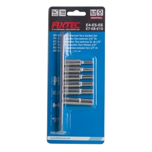Set 6 chei tubulare Torx externe FIXTEC 1/4" E4–E10