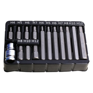Trusa biti hex 15 piese FIXTEC, 1/2", S2, in cutie metalica - Img 4