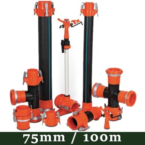 Pachet Sistem Irigare Ploaie 100m, Conducta 75mm, 9 Aspersoare