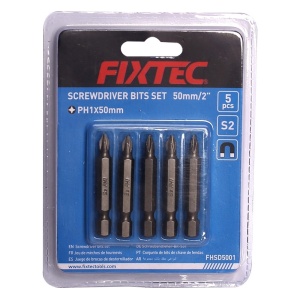 Set 5 biti magnetici PH1 FIXTEC 50 mm S2