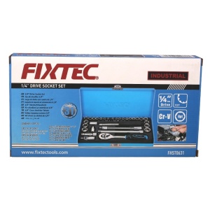 Trusa tubulara FIXTEC 31 de piese 1/4", CR-V, in cutie metalica - Img 6
